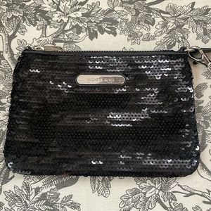 Michael Kors black sequin wristlet